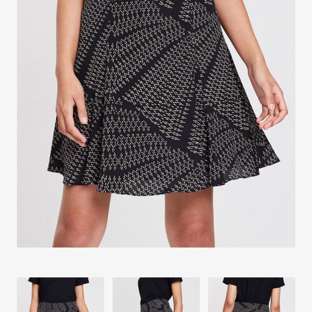 JCREW Blair black and khaki Silk flare mini skirt - size 14. Fully lined.
